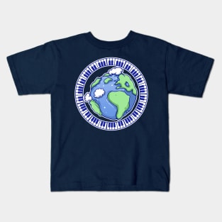 Piano music earth Kids T-Shirt